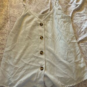 White Tank with tortoiseshell buttons